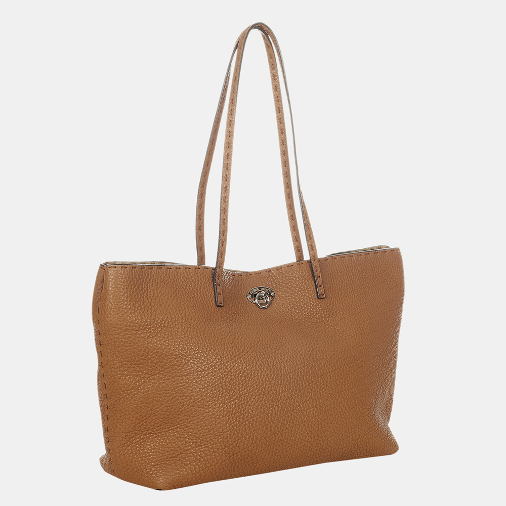 

Fendi Brown Selleria Carla Leather Tote Bag