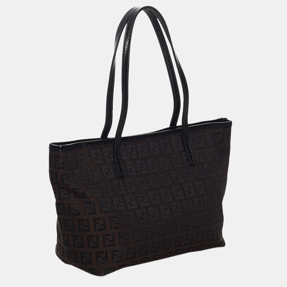 

Fendi Black Zucchino Canvas Tote Bag