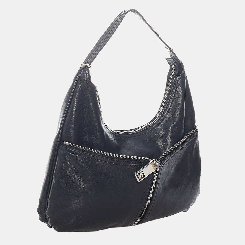 

Fendi Black Unzipped Leather Hobo Bag