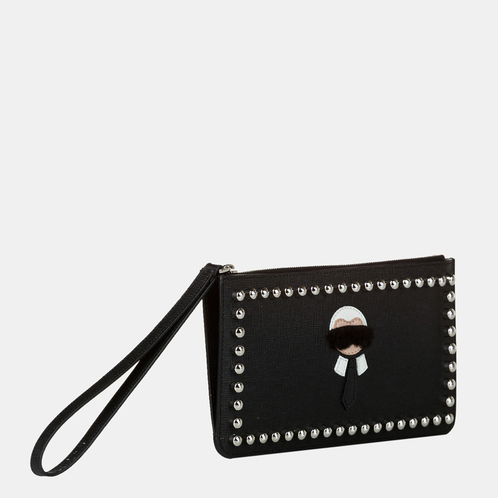 

Fendi Black Karlito Leather Clutch Bag
