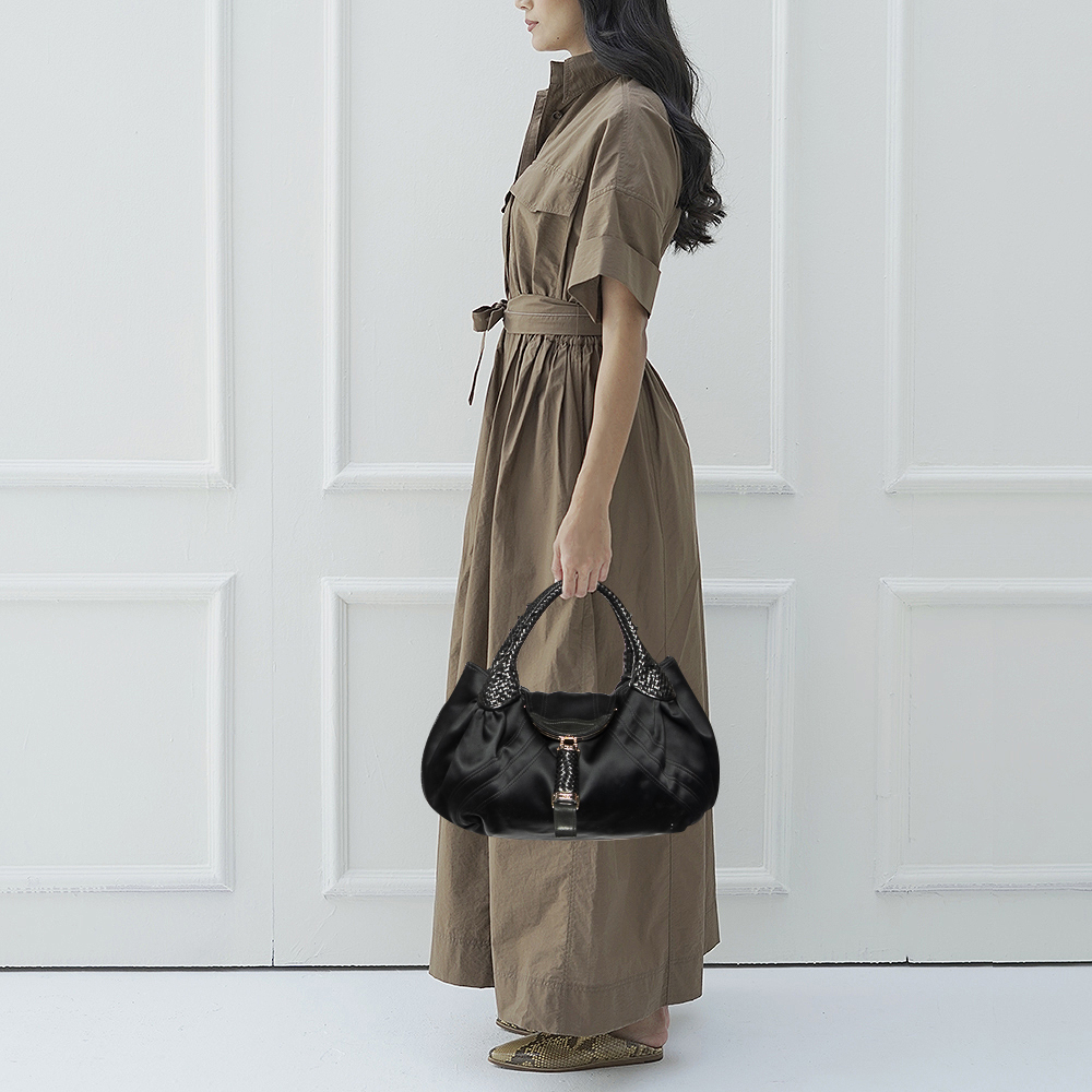 

Fendi Black Satin Spy Hobo