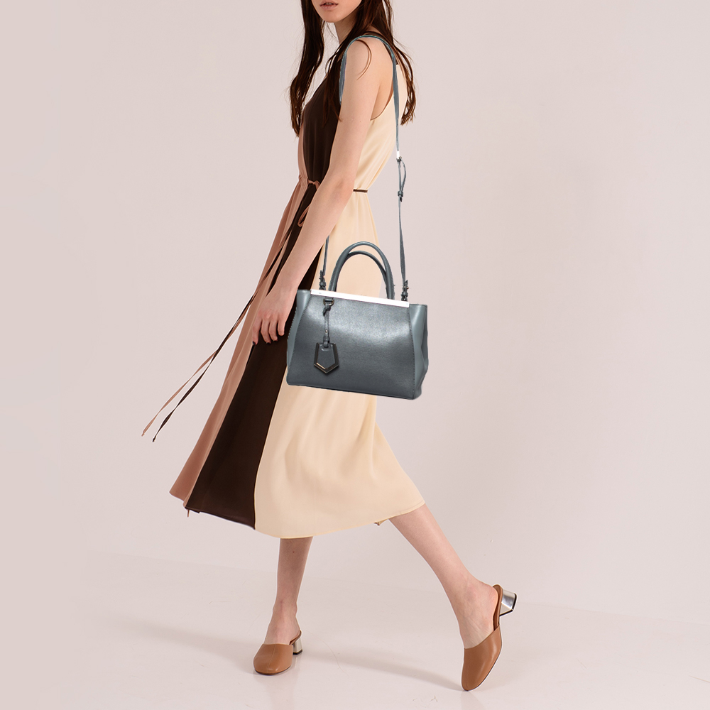 

Fendi Grey Leather Small 2Jours Tote