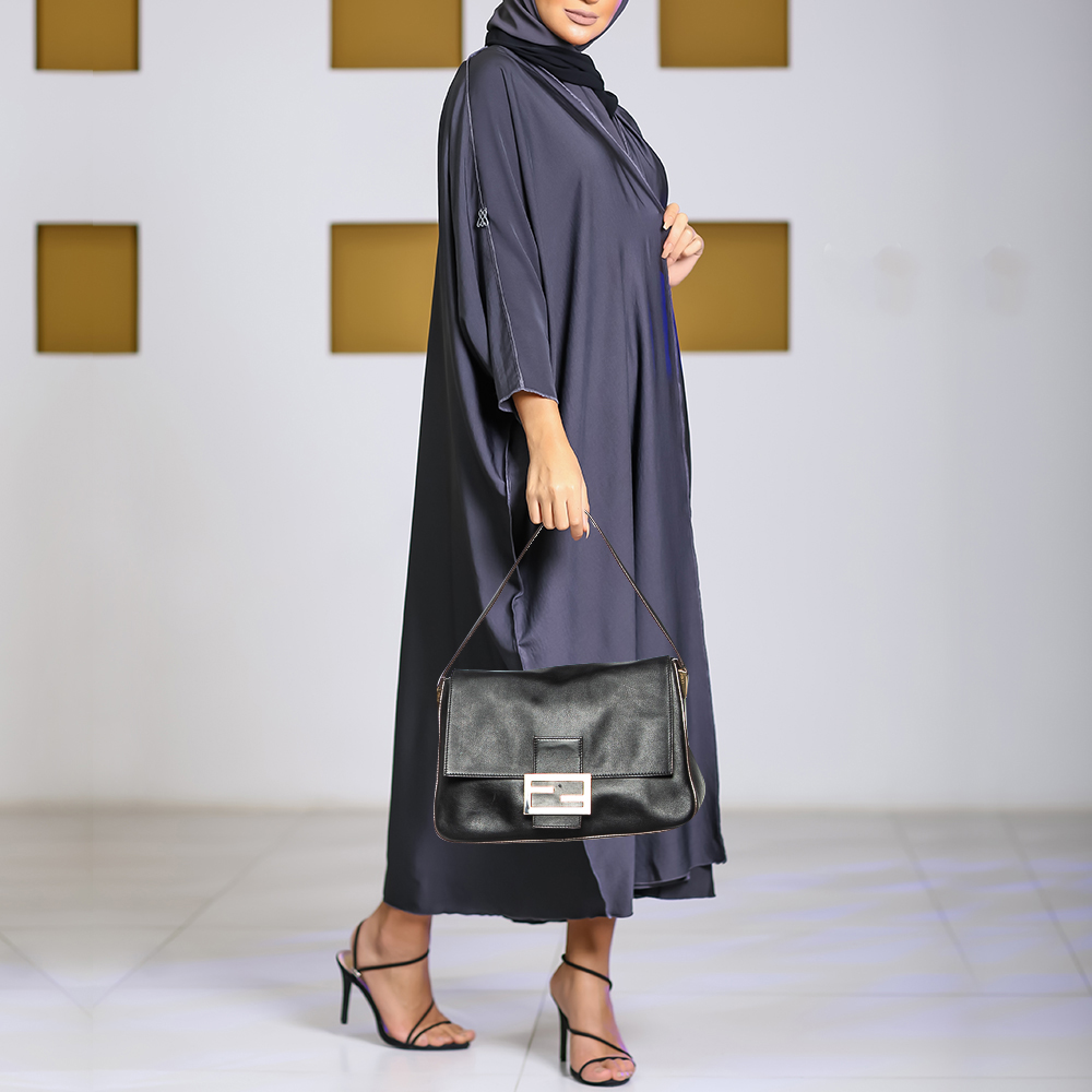 

Fendi Black Leather Mama Baguette Shoulder Bag