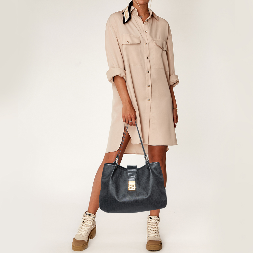

Fendi Black Zucca Coated Canvas Tote