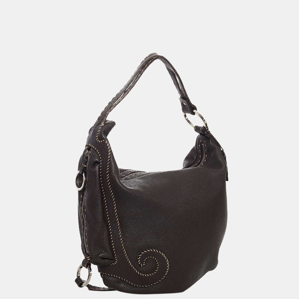 

Fendi Brown Selleria Oyster Leather Shoulder Bag