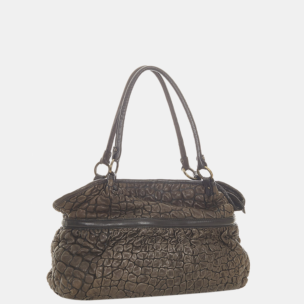 

Fendi Brown Puckered Bubble Leather Chef Shoulder Bag