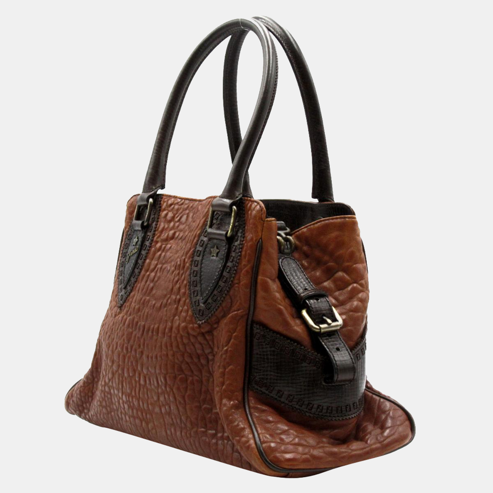 

Fendi Brown Leather Etniko Satchel Bag