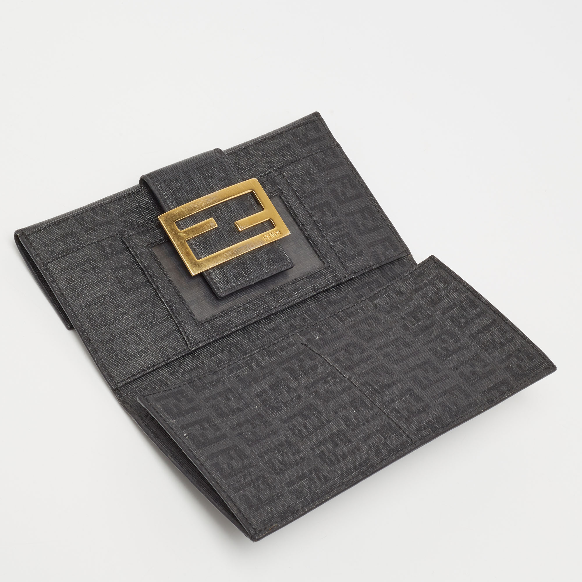 

Fendi Black Zucchino Coated Canvas Forever Continental Wallet