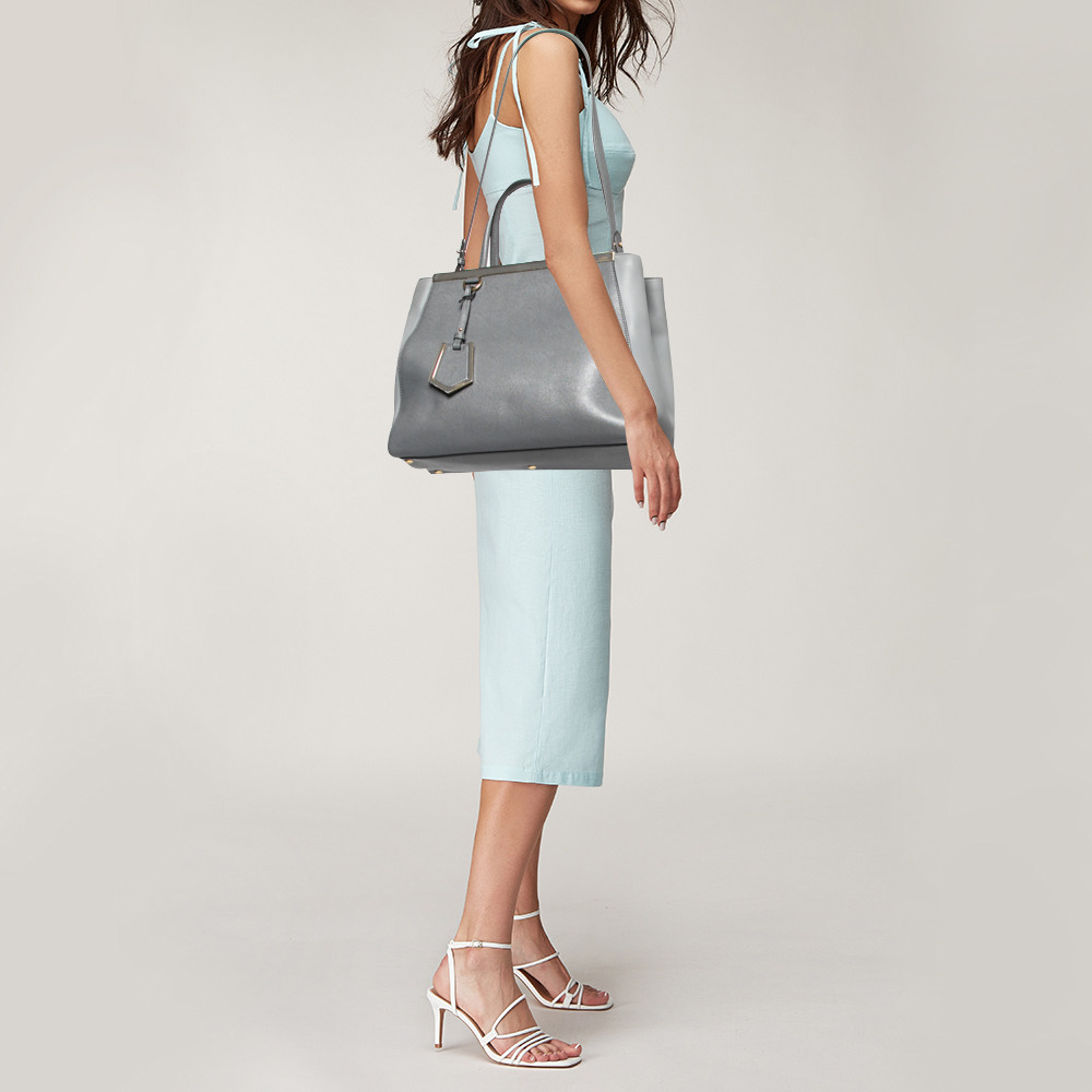 

Fendi Grey Leather Medium 2jours Tote