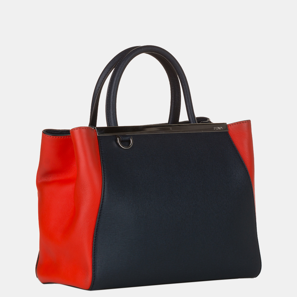 

Fendi Black/Red Bicolor 2Jours Leather Satchel