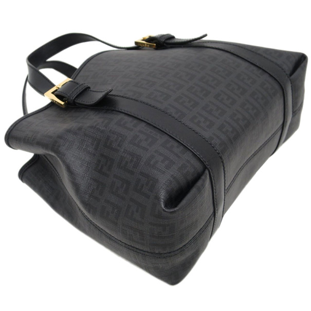 

Fendi Black Zucchino Coated Canvas and Leather Tote