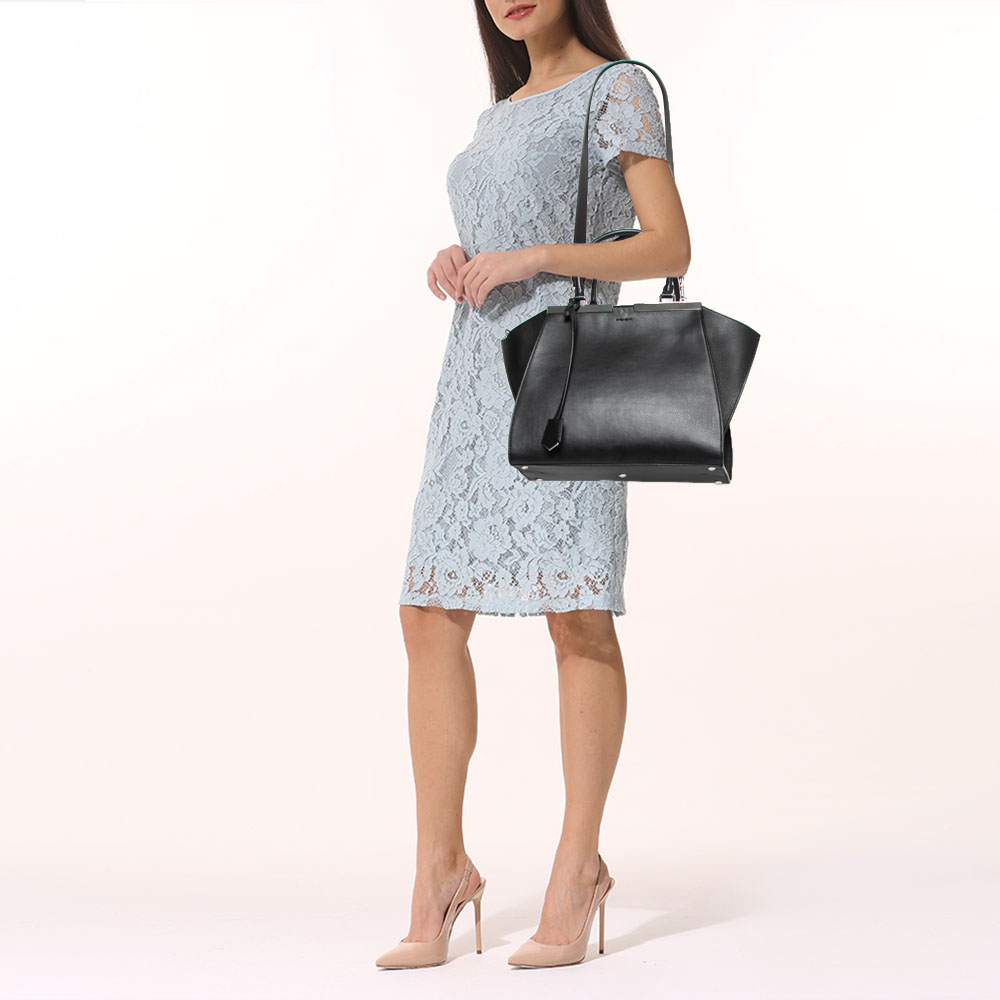 

Fendi Black Leather Large 3Jours Tote, Green