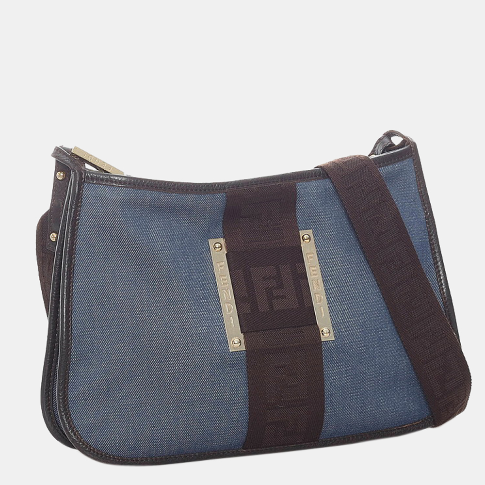 

Fendi Blue Denim Borsa Tape Messenger Bag