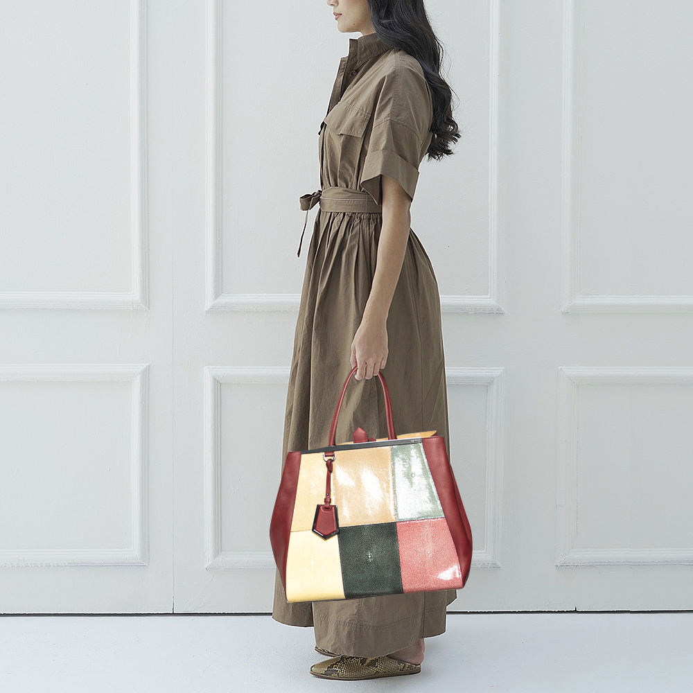 

Fendi Multicolor Patchwork Stingray And Leather 2 Jour Tote