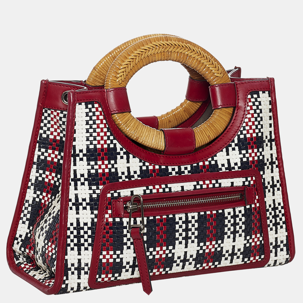 

Fendi Red/Multi Runaway Tartan Plaid Satchel, Multicolor