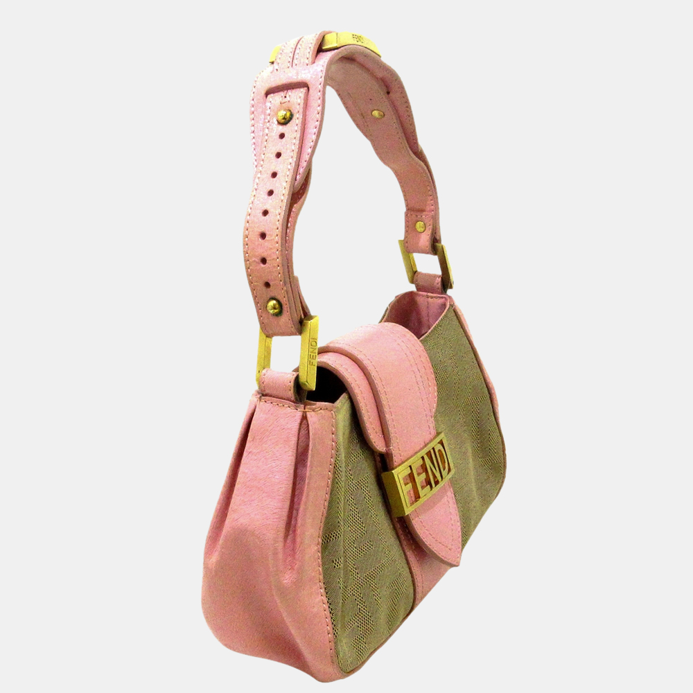 

Fendi Beige/ Brown/Pink Zucca Canvas Baguette