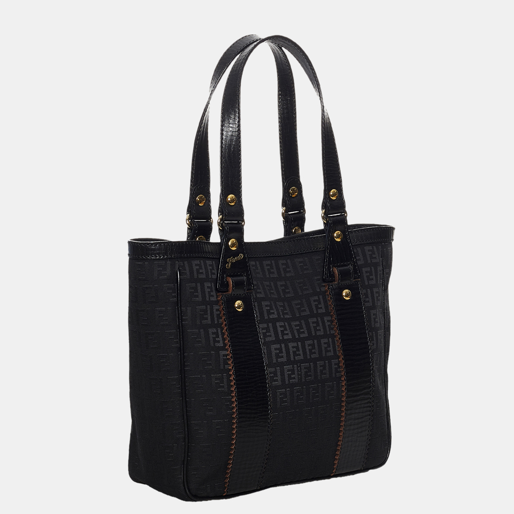 

Fendi Black Zucchino Canvas Tote Bag