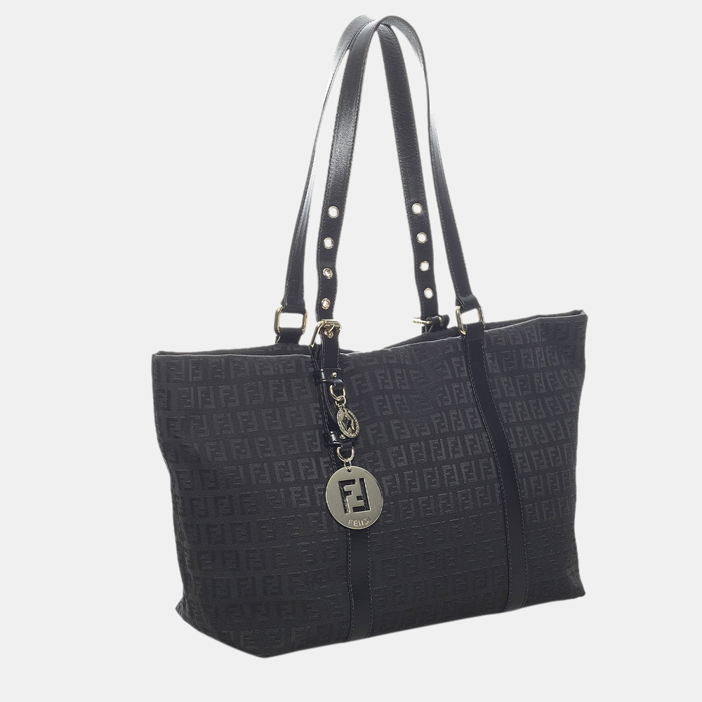 

Fendi Black Zucchino Canvas Tote Bag