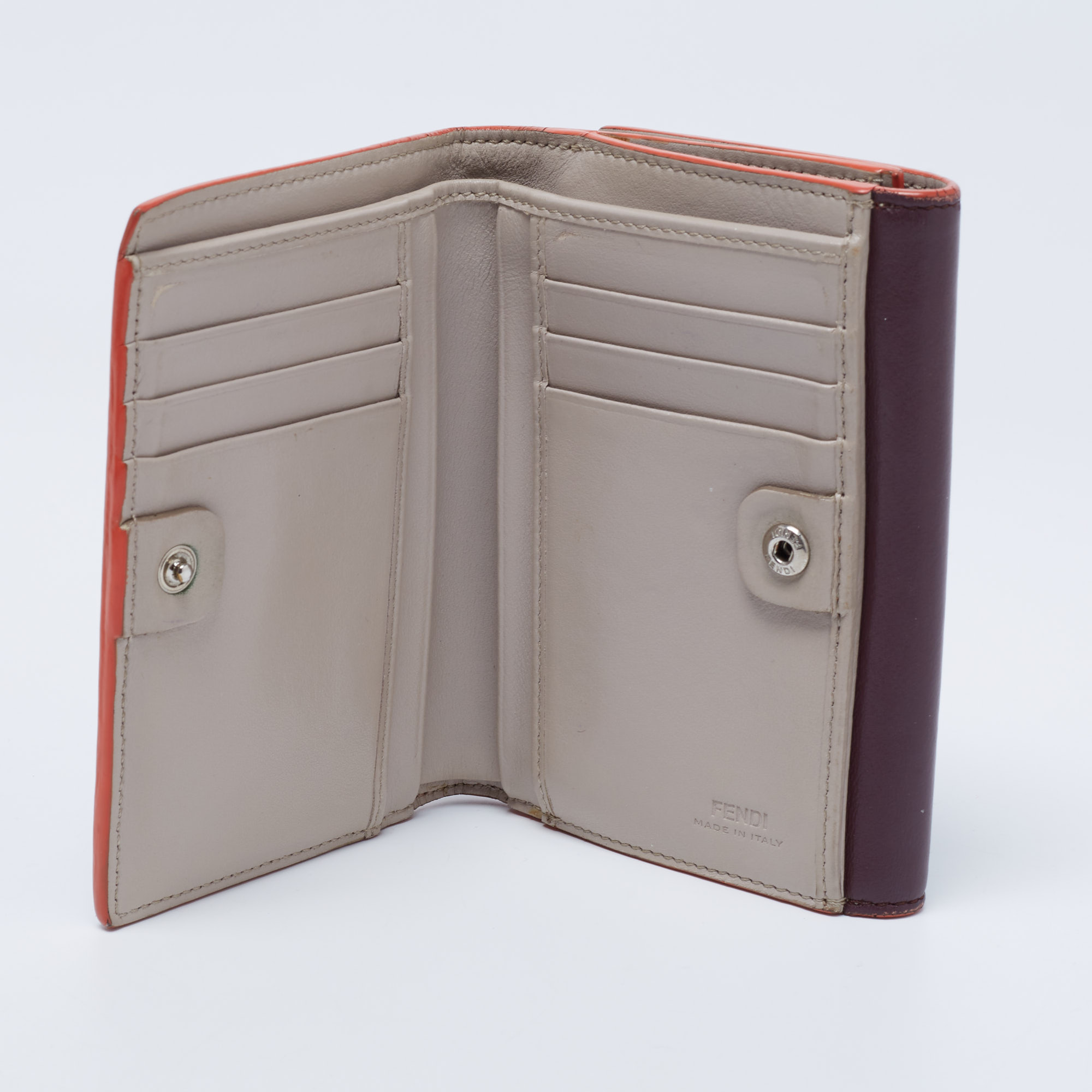 

Fendi Burgundy Leather Peekaboo Compact Wallet