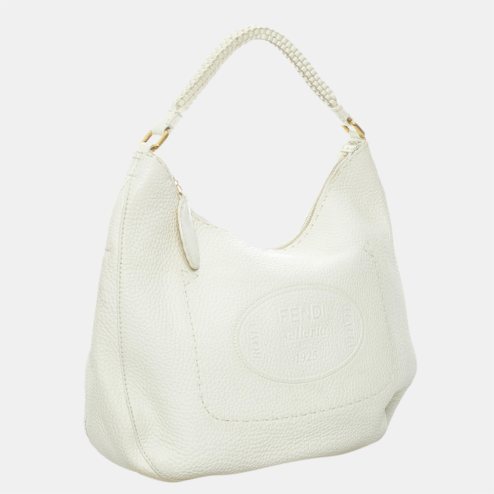 

Fendi White Selleria Leather Hobo Bag