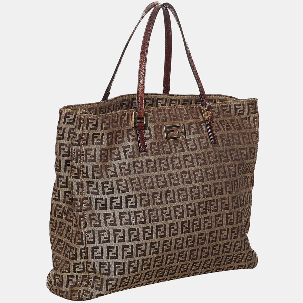 

Fendi Brown Zucchino Canvas Tote Bag