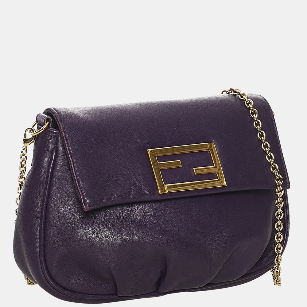 

Fendi Purple Fendista Leather Crossbody Bag