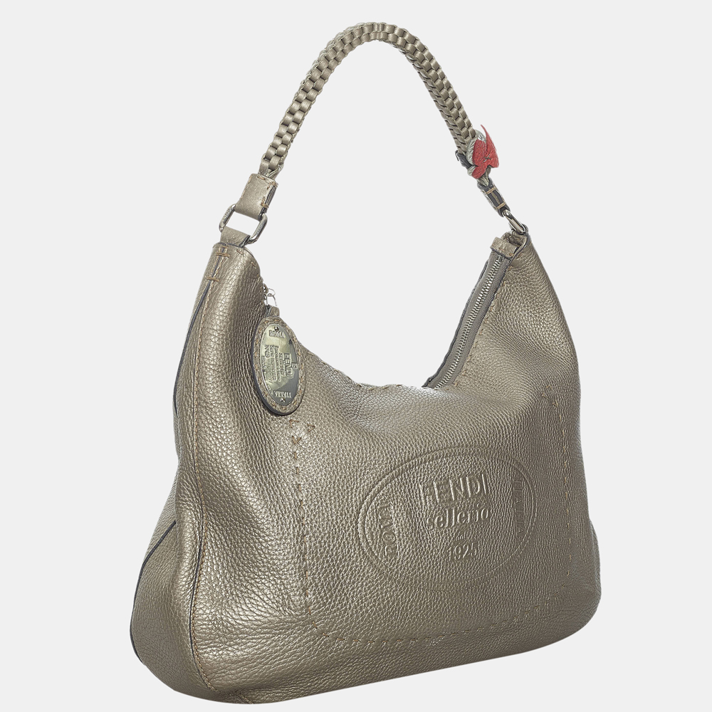 

Fendi Grey Selleria Leather Hobo Bag