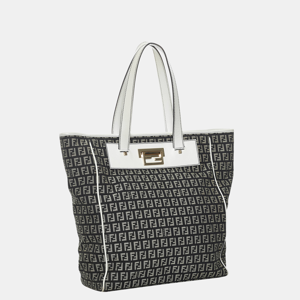 

Fendi Black/White Zucchino Canvas Tote Bag