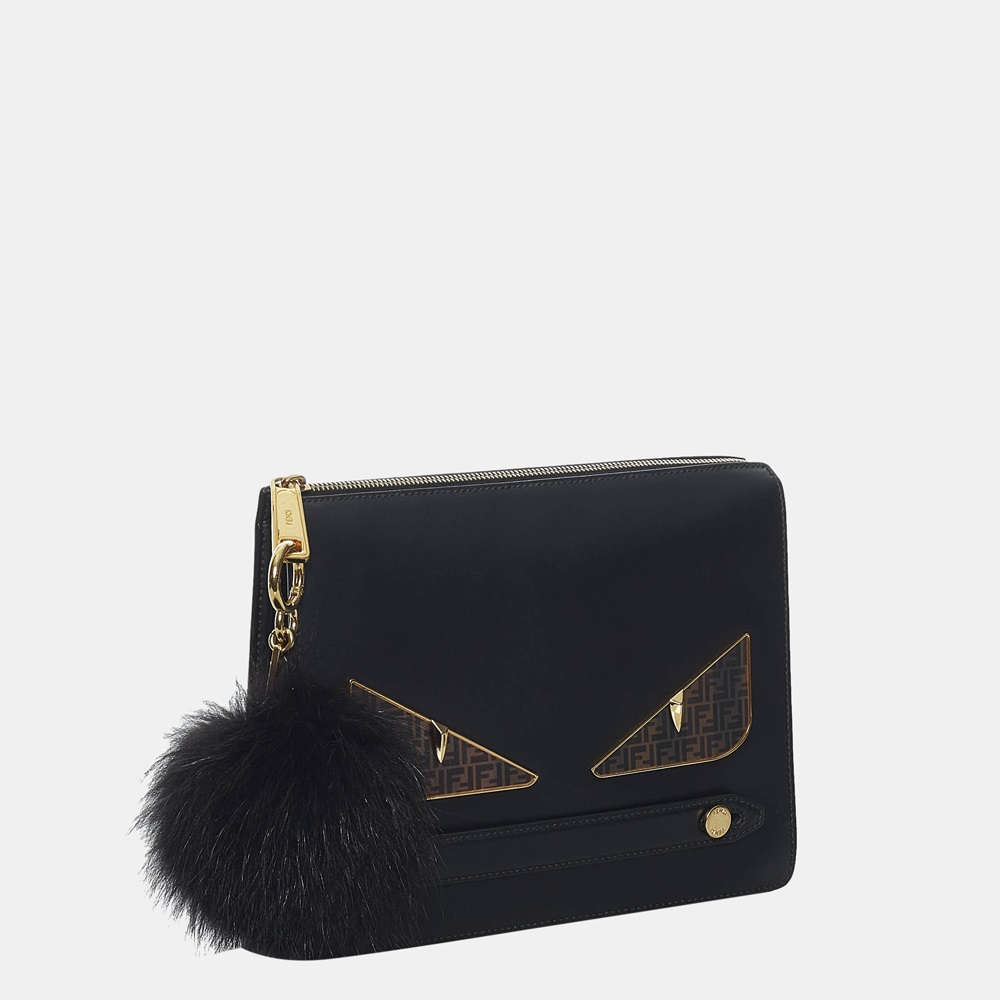 

Fendi Black/Brown Monster Leather Clutch Bag