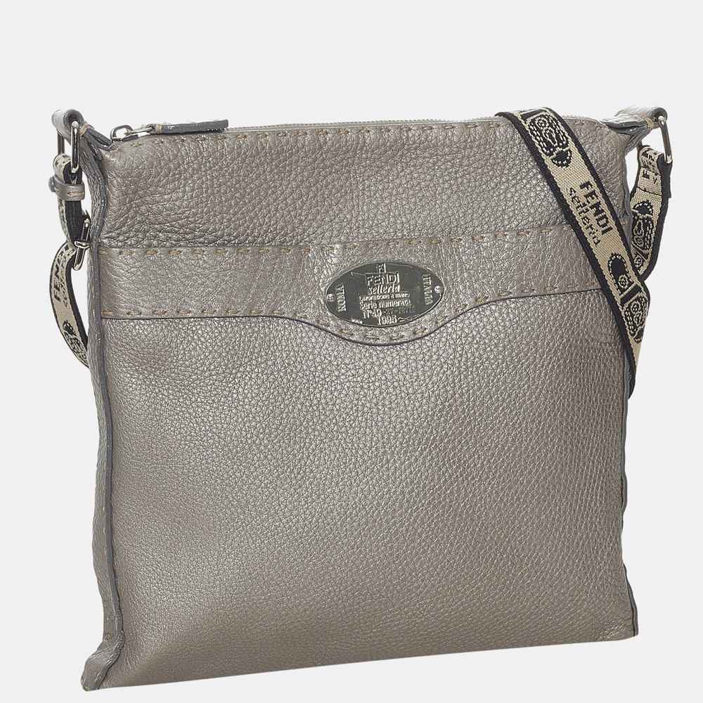 

Fendi Grey Selleria Leather Crossbody Bag