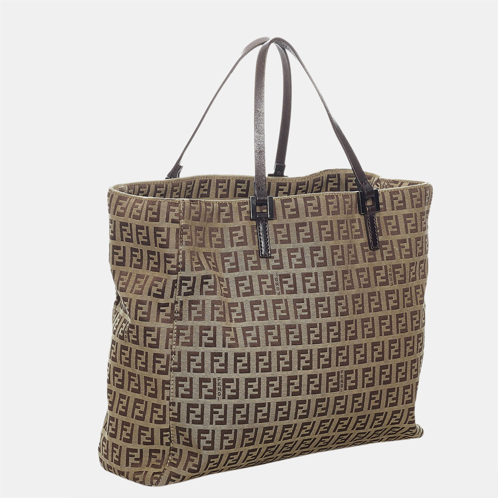 

Fendi Beige/Brown Zucchino Canvas Tote Bag