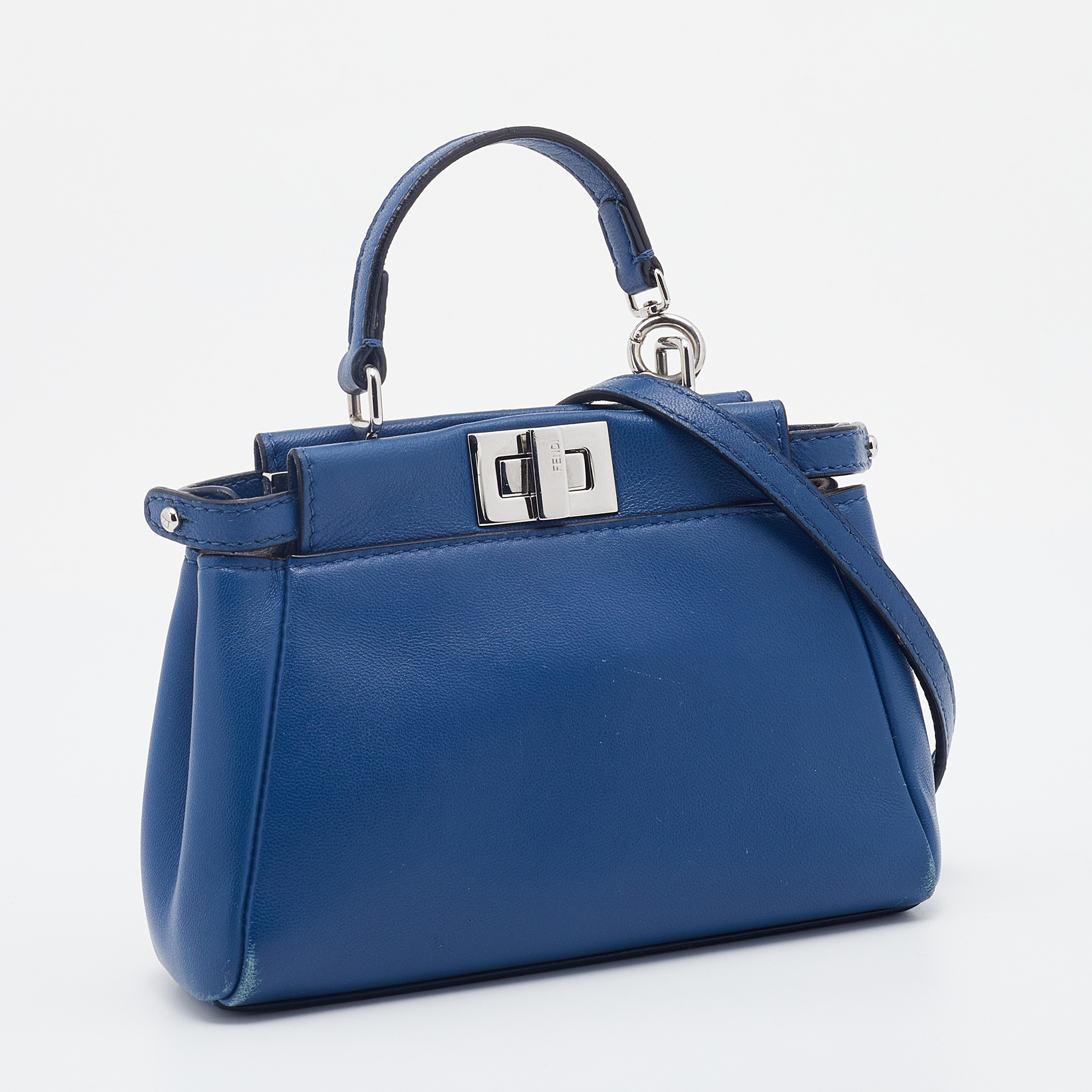 

Fendi Blue Leather Micro Peekaboo Top Handle Bag