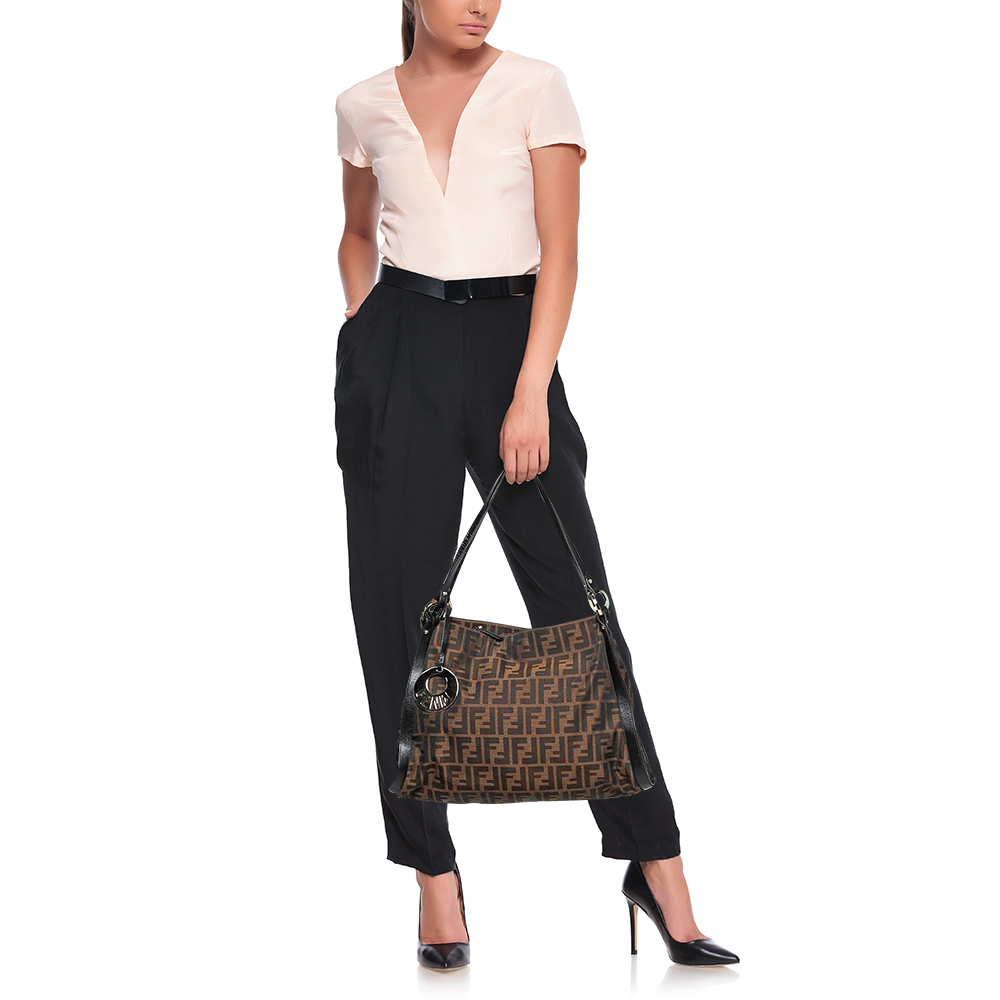 

Fendi Tobacco Zucca Canvas And Leather Chef Shoulder Bag, Brown