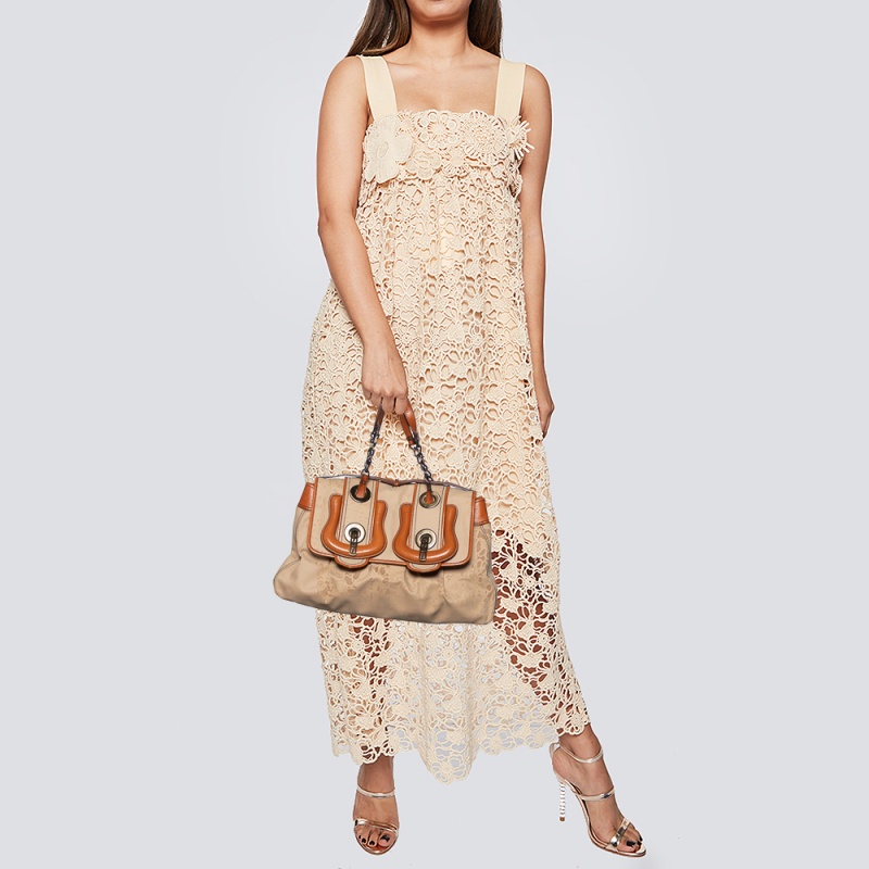 

Fendi Beige/Tan Fabric and Leather Large B Bag Shoulder Bag
