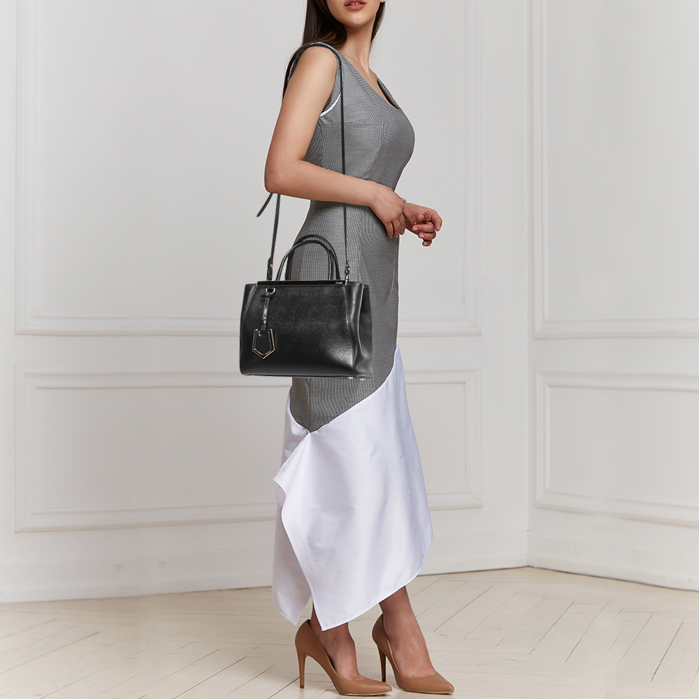 

Fendi Black Leather Small 2Jours Tote