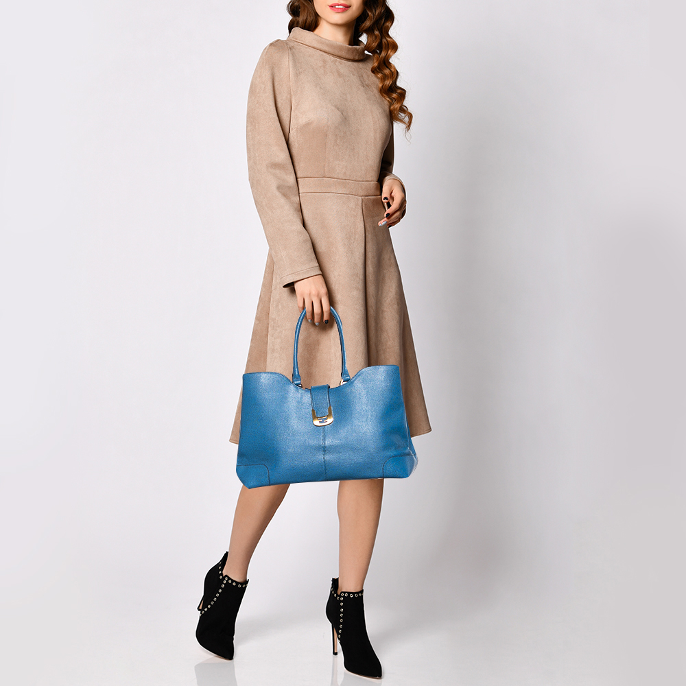 

Fendi Blue Leather Chameleon Shopping Tote