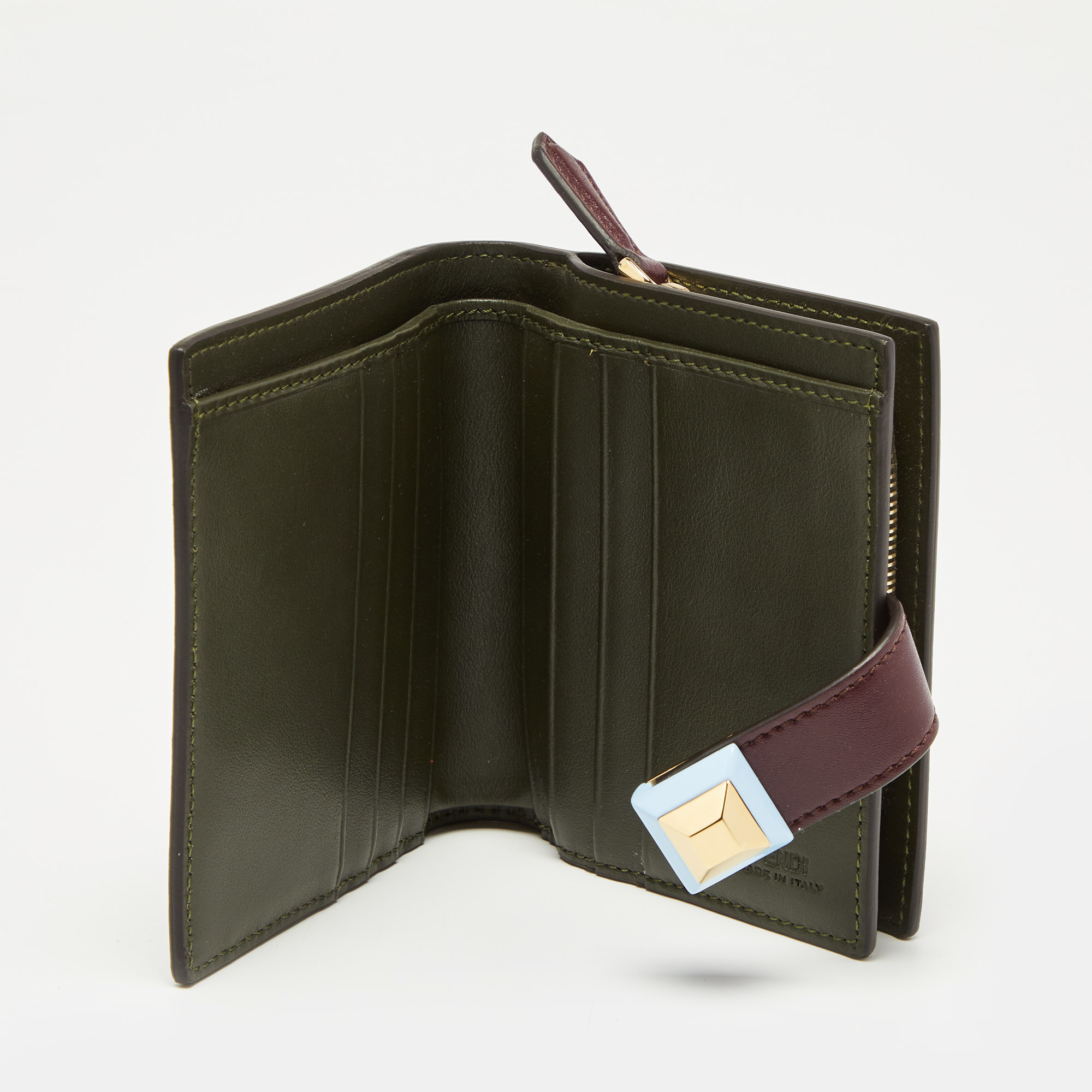 

Fendi Burgundy Leather Rainbow Stud Compact Wallet