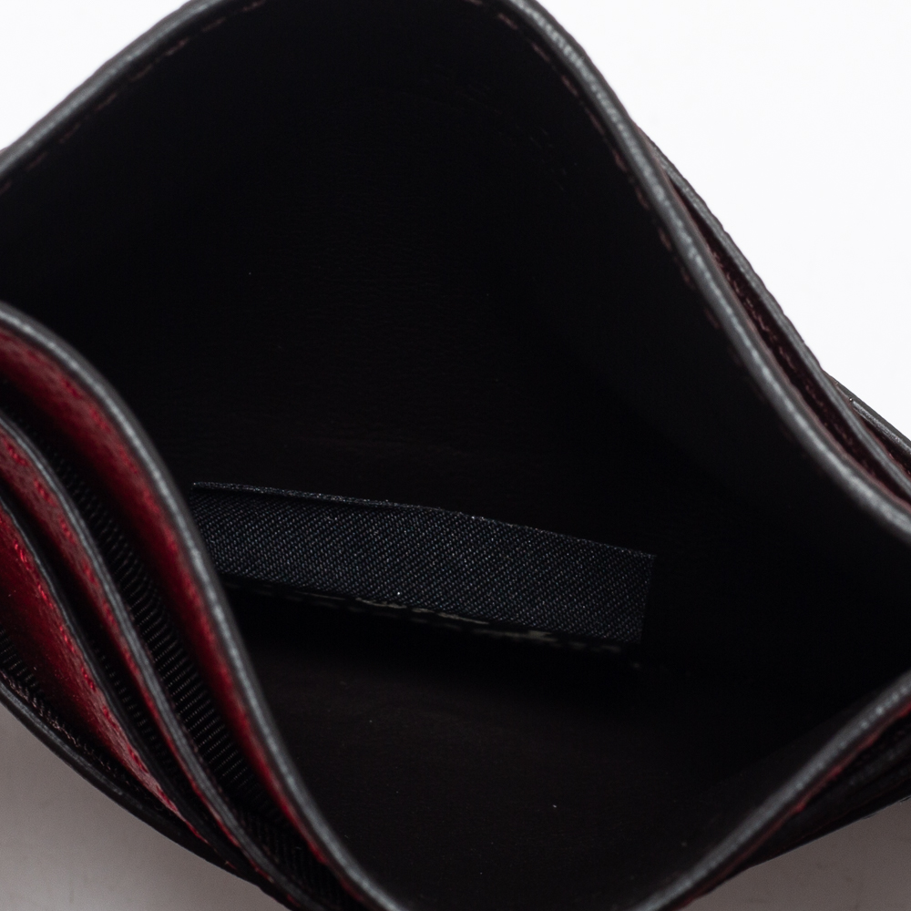 

Fendi Red/Brown Zucca Print Leather Card Holder