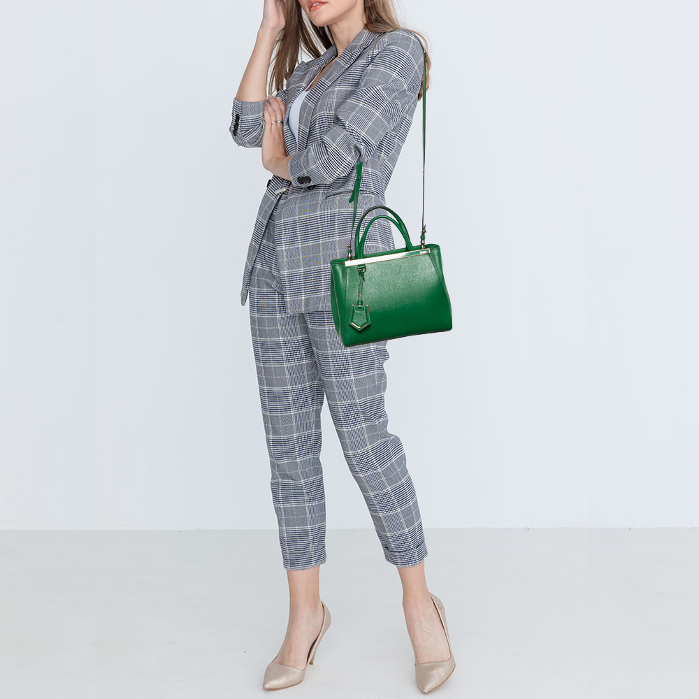 

Fendi Green Leather Petite Sac 2jours Tote