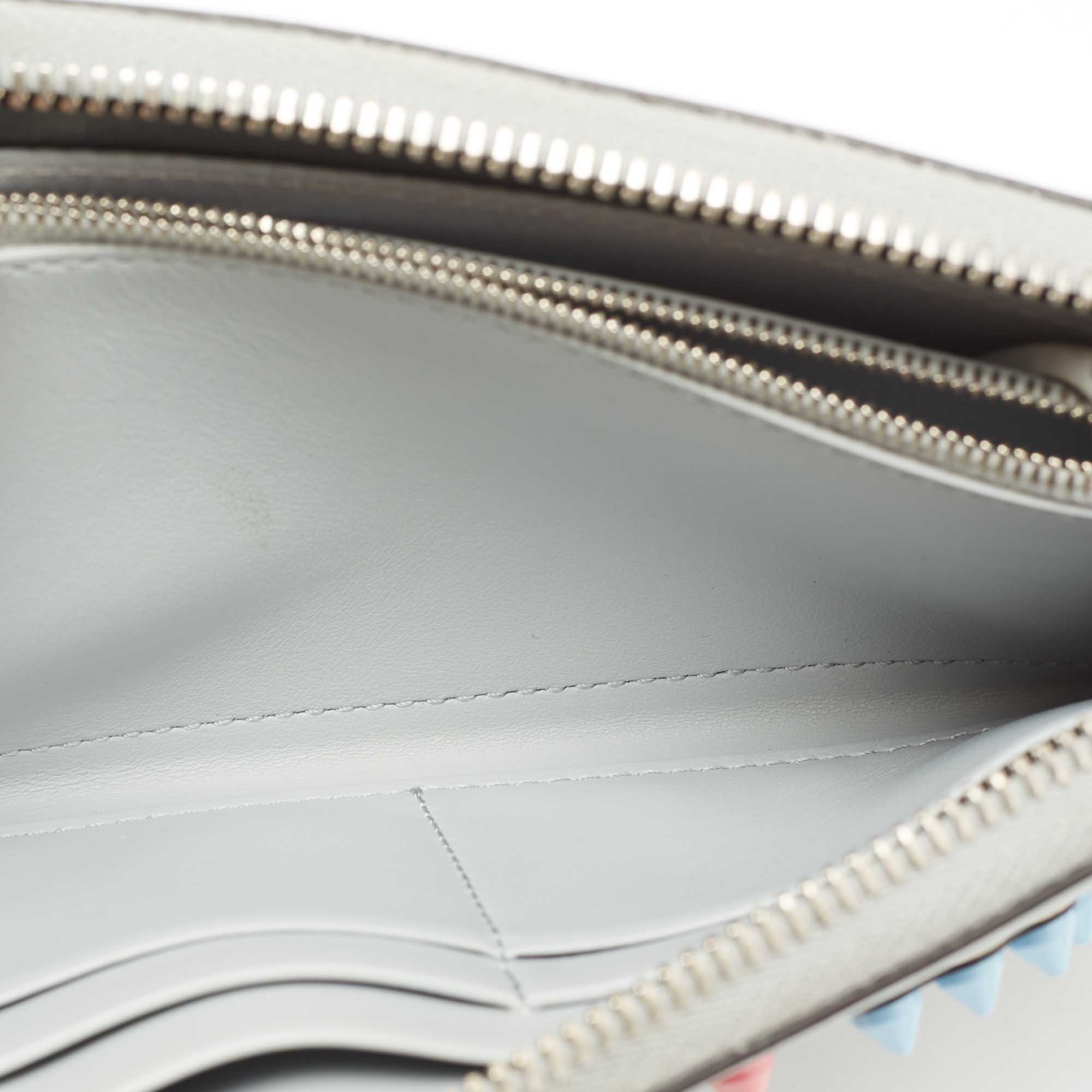 

Fendi Grey Leather Studded Zip Around Wallet
