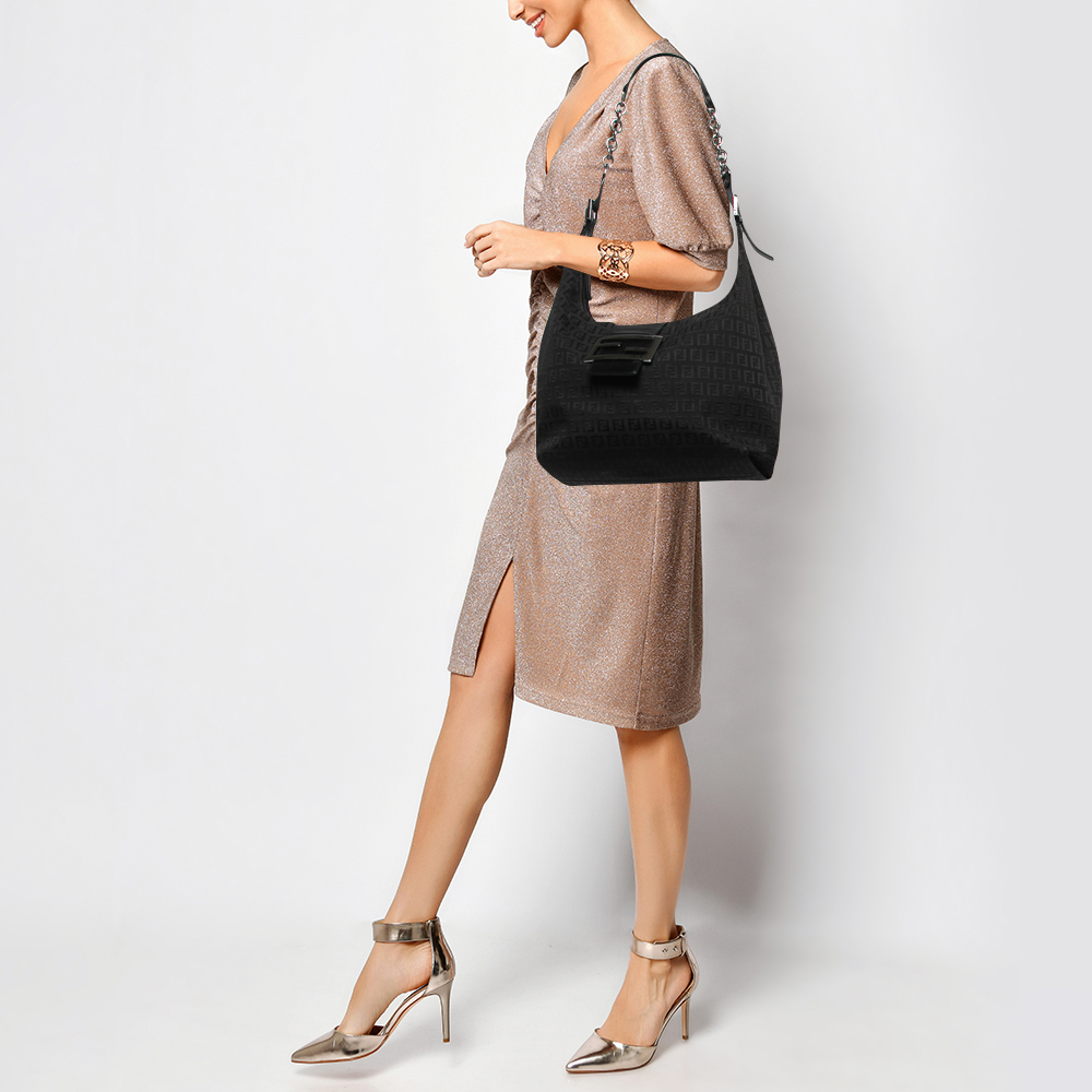 

Fendi Black Zucca Canvas and Leather Hobo