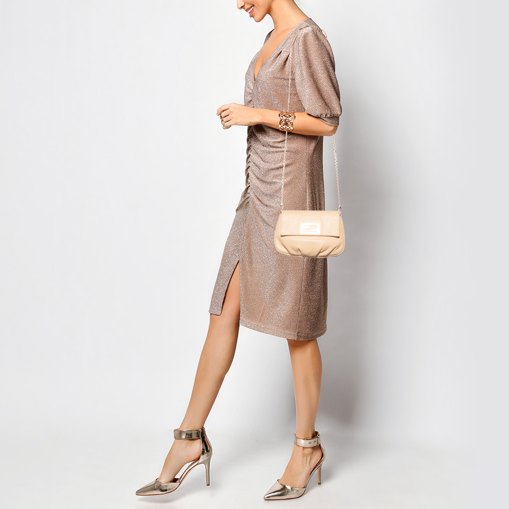 

Fendi Beige Leather Mia Chain Crossbody Bag