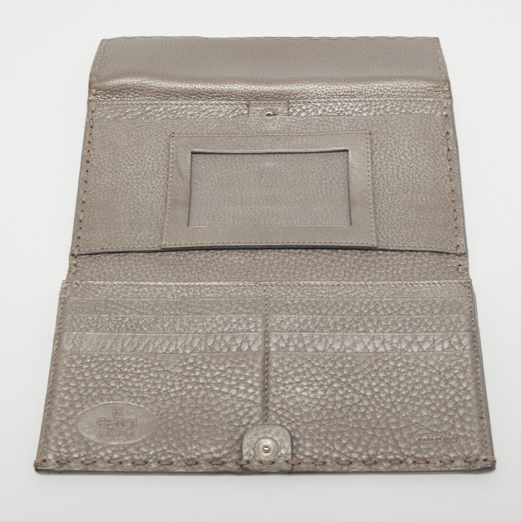

Fendi Metallic Beige Selleria Leather Continental Wallet