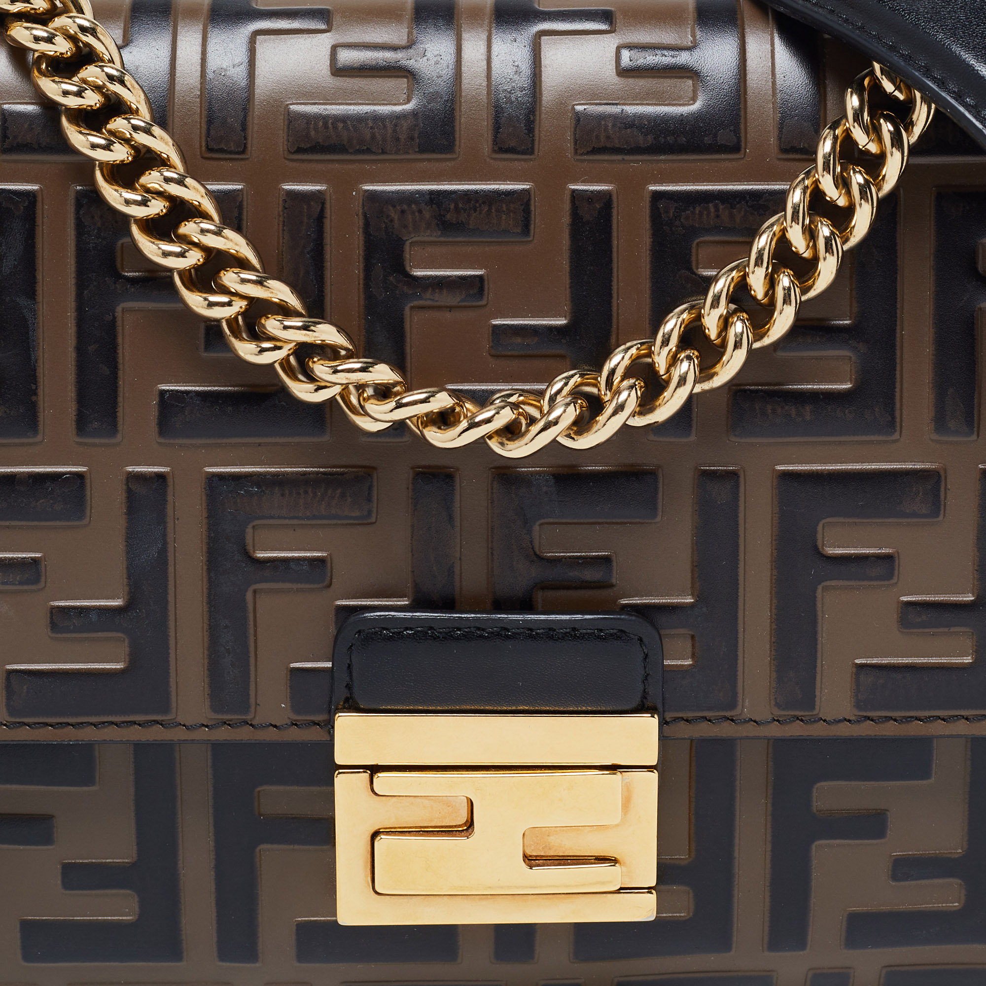 Fendi Kan U Bag Small Brown in Calfskin Leather with Gold-tone - GB