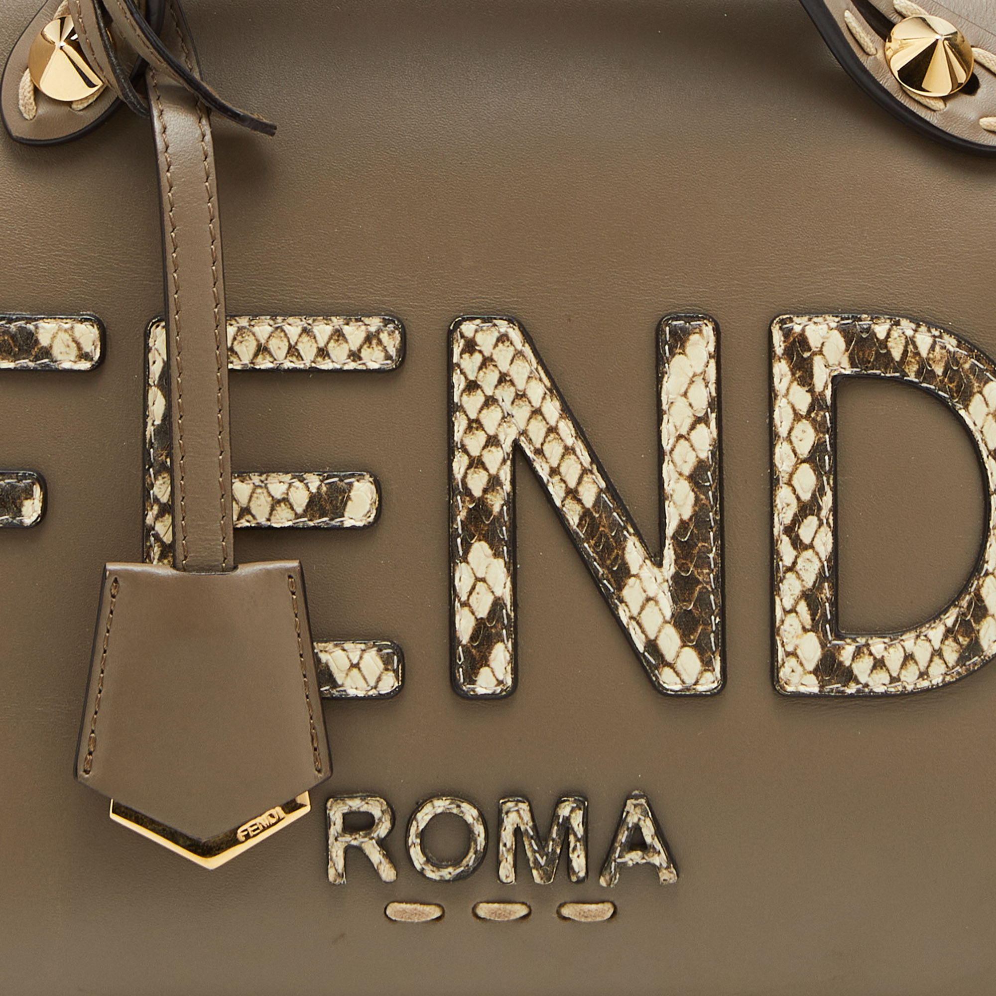 Fendi By The Way Python Print and Grey Leather Boston Bag – Queen