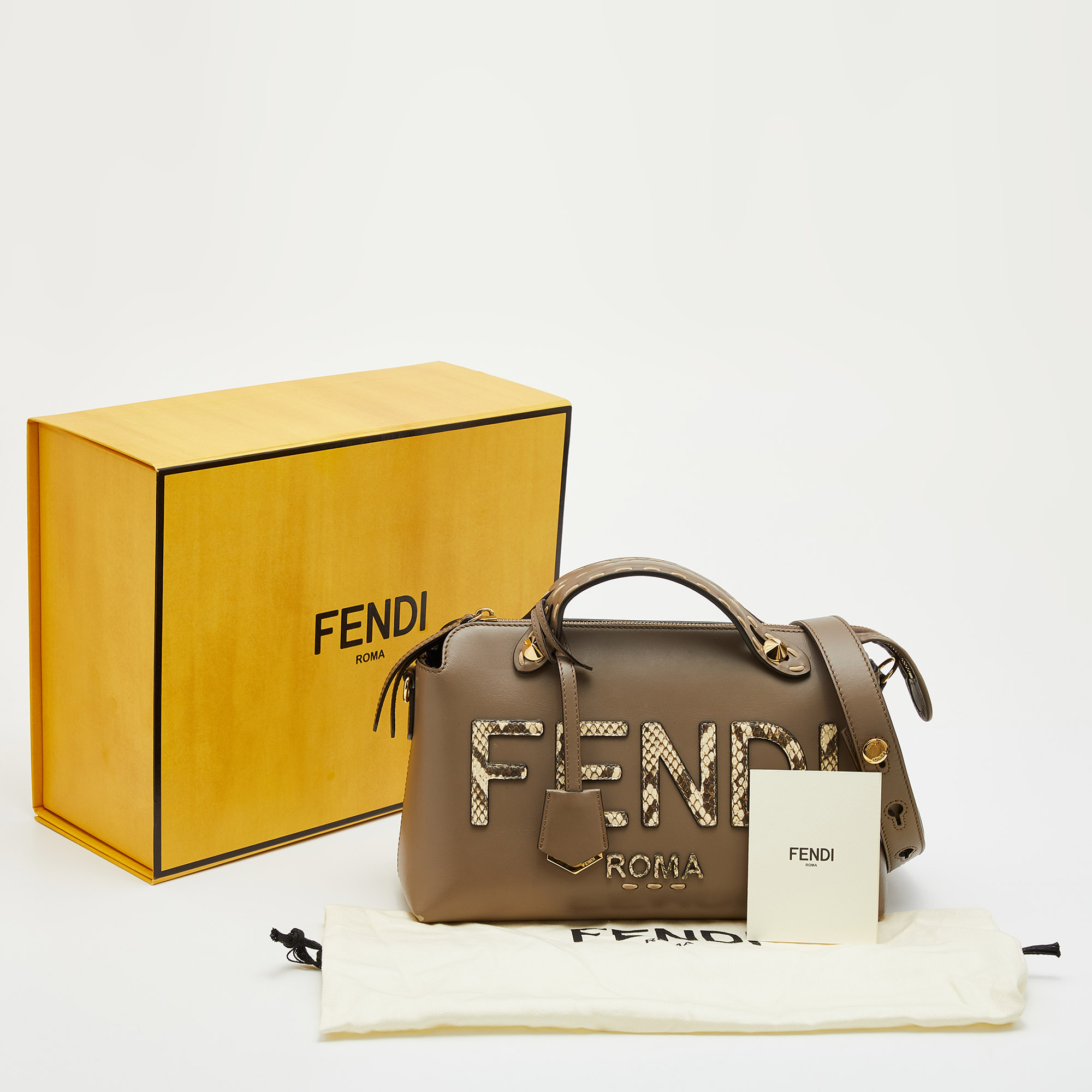 Fendi By The Way Python Print and Grey Leather Boston Bag – Queen