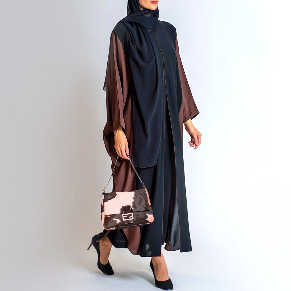 

Fendi Brown/Pink Calfhair and Leather Mama Baguette Bag