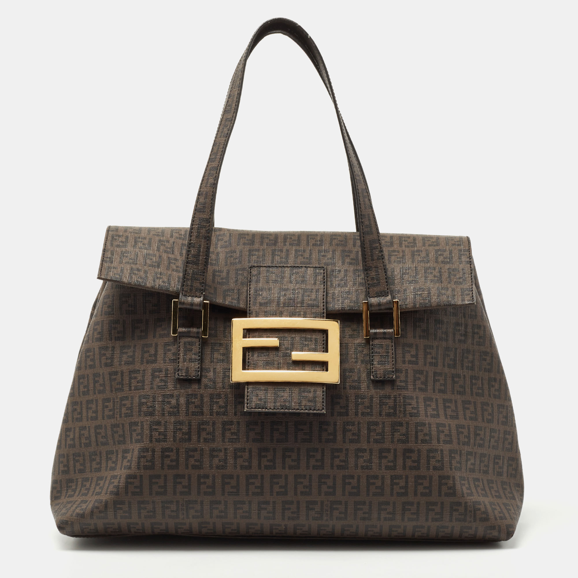 Pre Owned Fendi Brown Zucca Canvas Large Forever Tote