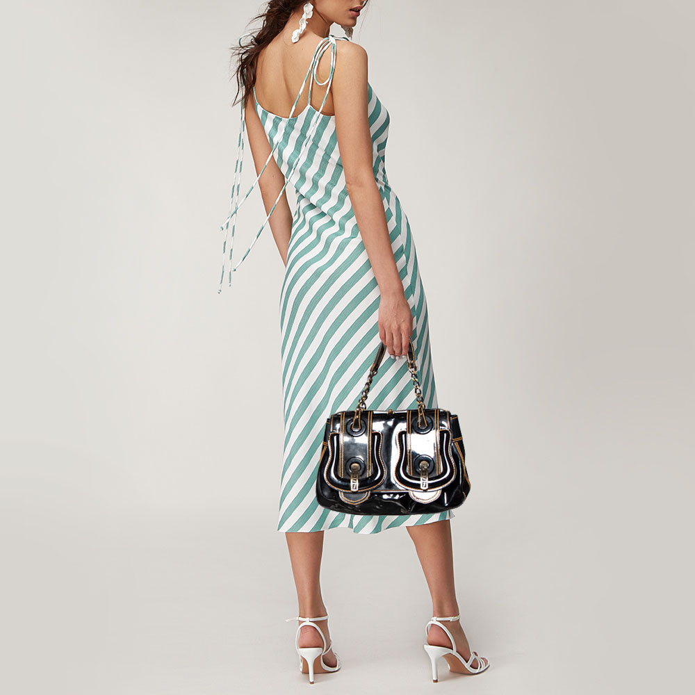 

Fendi Black Patent Leather B Shoulder Bag