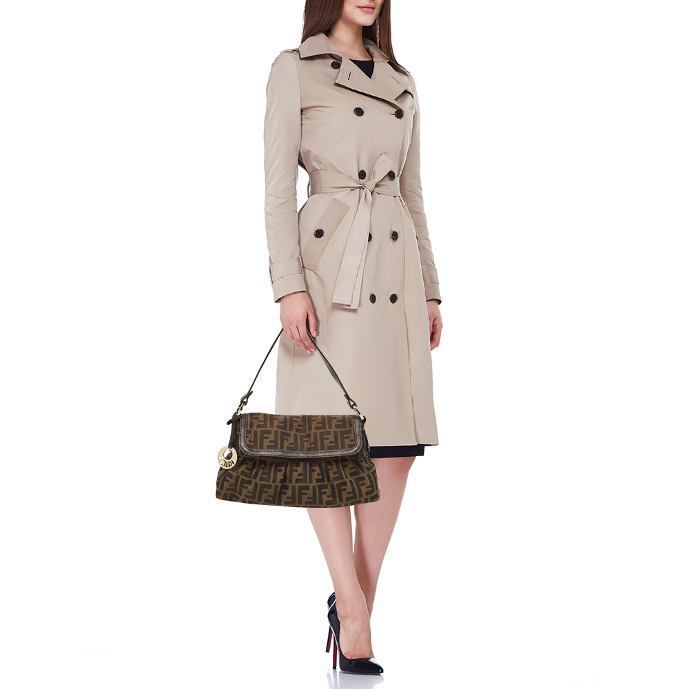 

Fendi Tobacco Zucca Canvas and Leather Chef Flap Shoulder Bag, Brown